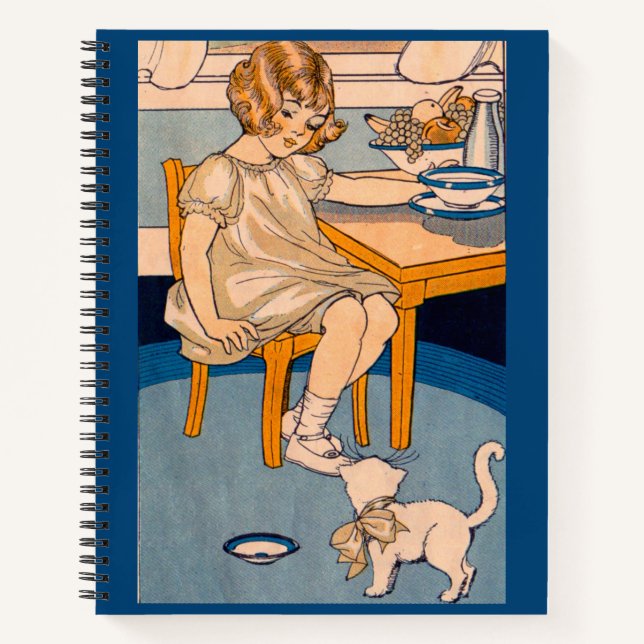 1920s little girl and little white cat notebook (Front)