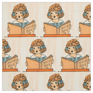 1920s little girl with music book juvenile print fabric