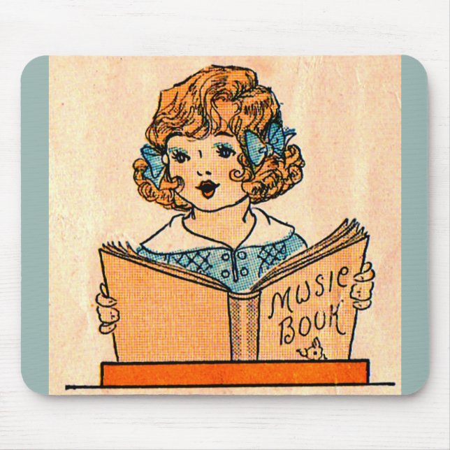 1920s little girl with music book mouse pad (Front)