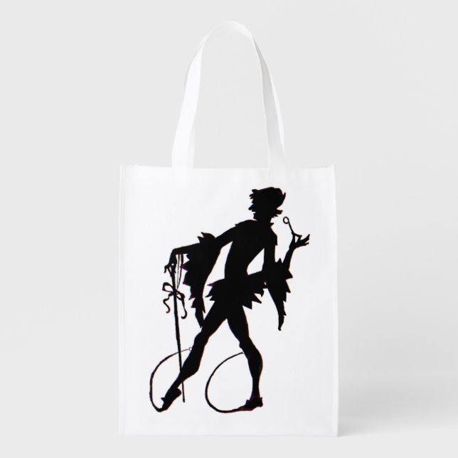 1920s magician silhouette reusable grocery bag (Front)