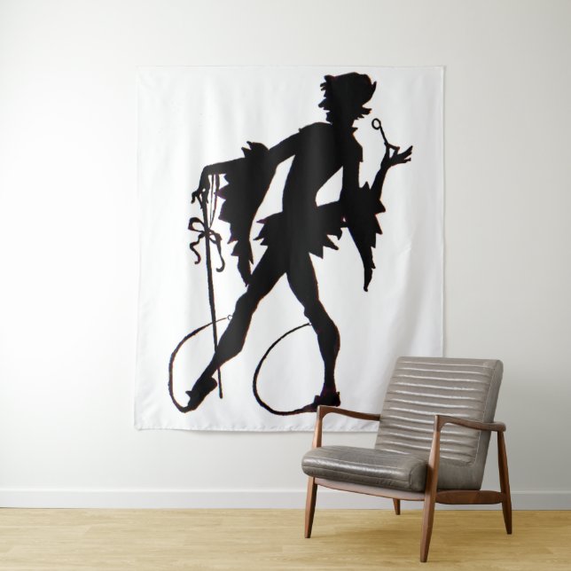 1920s magician silhouette tapestry (In Situ)