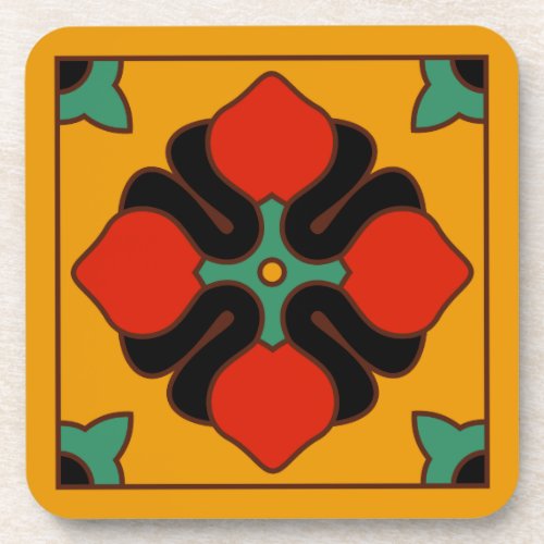 1920s Malibu Tile Design Beverage Coaster