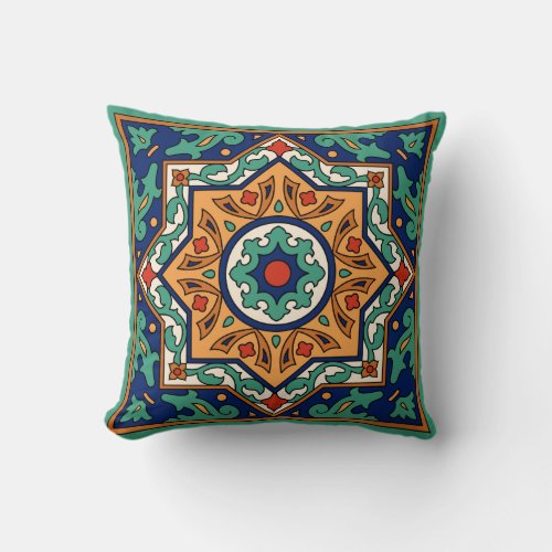 1920s Malibu Tile Design Throw Pillow