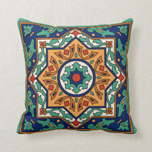 1920s Malibu Tile Design Throw Pillow
