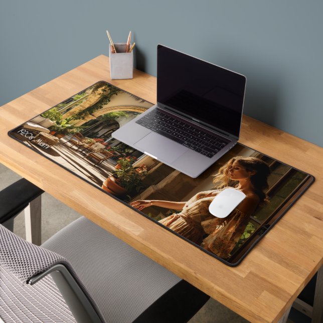 1920s Miami Spanish villa courtyard Desk Mat (Office 2)