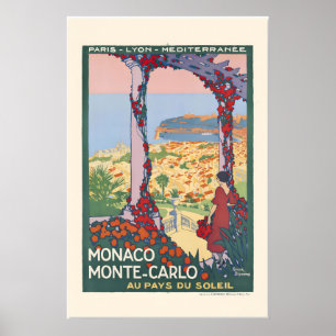 1920s Monaco Monte Carlo Vintage Style Art Deco Poster