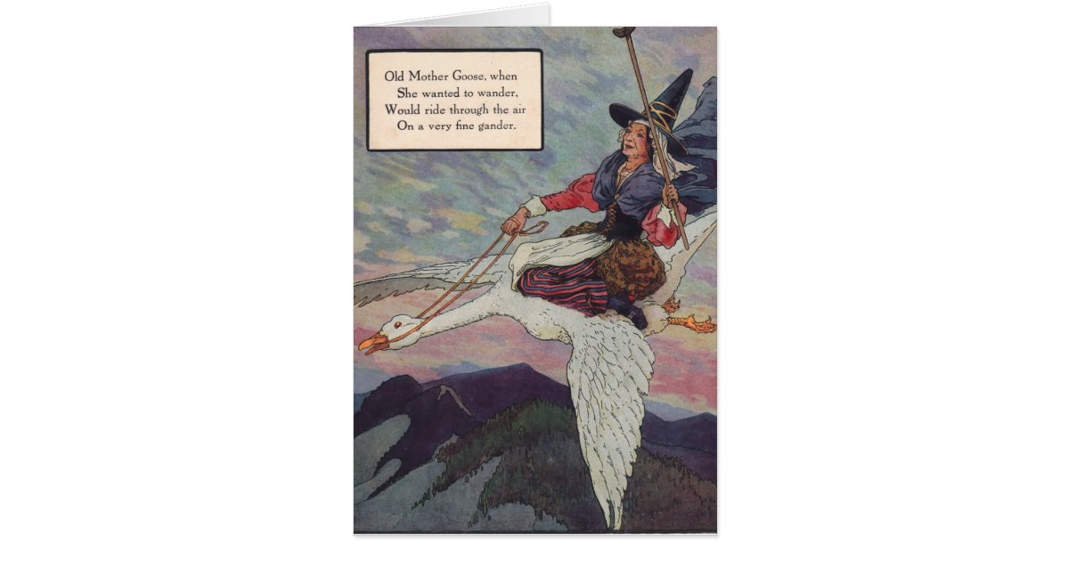 1920s Mother Goose riding her giant goose | Zazzle