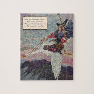 1920s Mother Goose riding her giant goose Jigsaw Puzzle