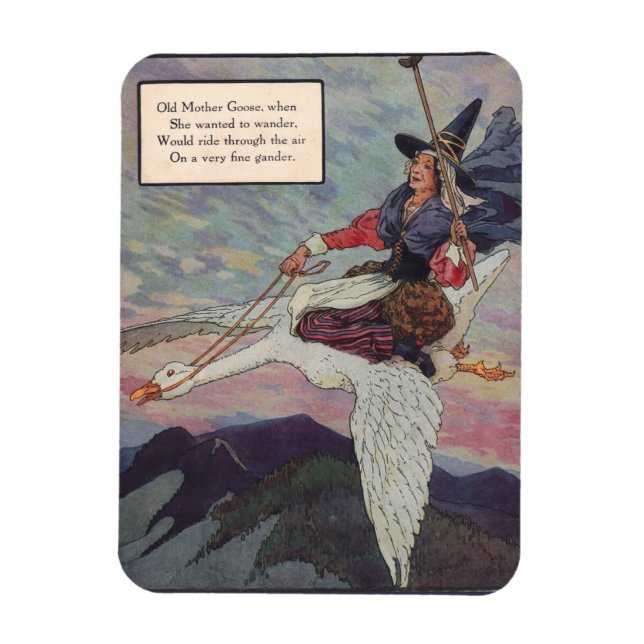 1920s Mother Goose riding her giant goose Magnet (Vertical)