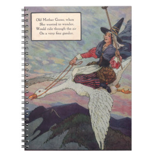 1920s Mother Goose riding her giant goose Notebook