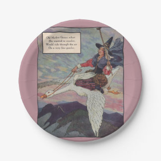 1920s Mother Goose riding her giant goose Paper Plates