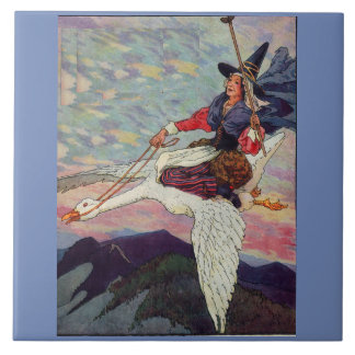 1920s Mother Goose riding her giant goose Tile