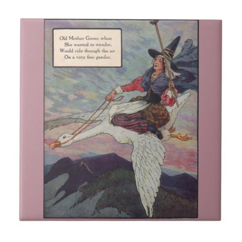1920s Mother Goose riding her giant goose Tile