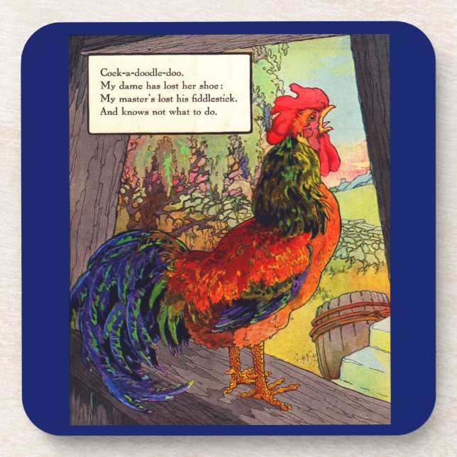 1920s Mother Goose - rooster Drink Coaster (Front)