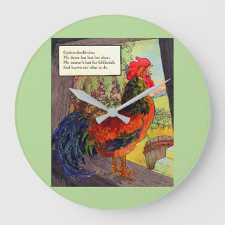 1920s Mother Goose - rooster Large Clock