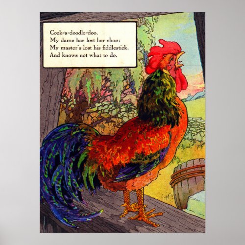 1920s Mother Goose _ rooster Poster