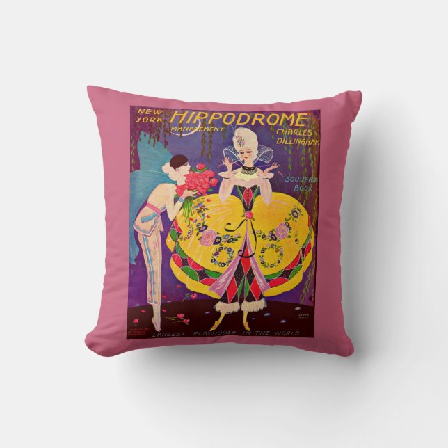 1920s New York Hippodrome program cover Throw Pillow (Front)