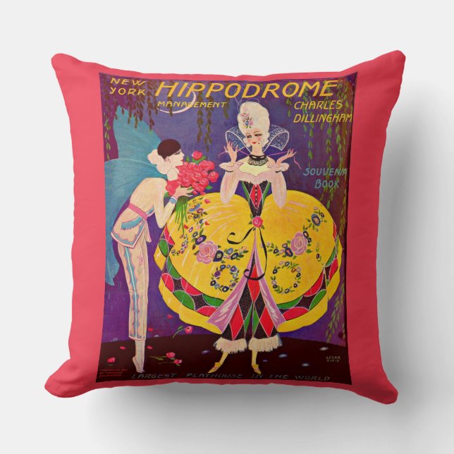1920s New York Hippodrome program cover Throw Pillow (Front)