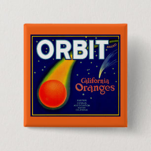 1920s Orbit Oranges fruit crate label Button