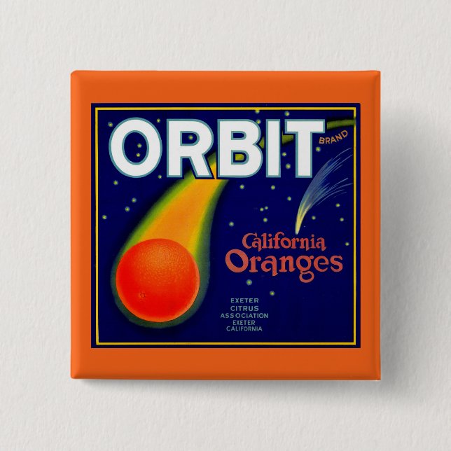 1920s Orbit Oranges fruit crate label Button (Front)