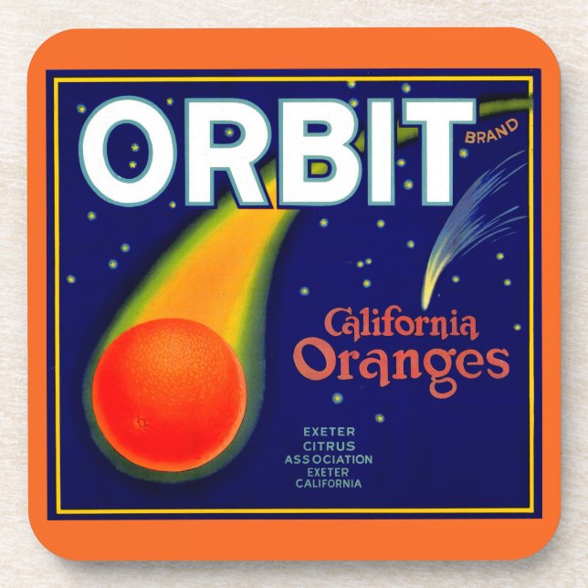 1920s Orbit Oranges fruit crate label print Beverage Coaster (Front)