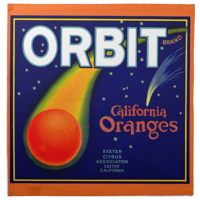 1920s Orbit Oranges fruit crate label print Cloth Napkin (Front)