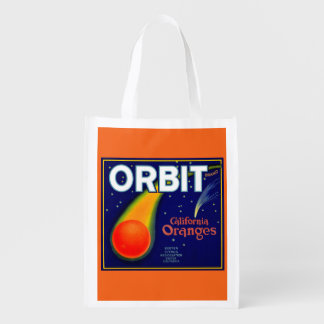 1920s Orbit Oranges fruit crate label print Grocery Bag