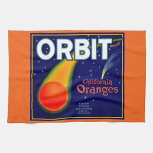 1920s Orbit Oranges fruit crate label print Kitchen Towel