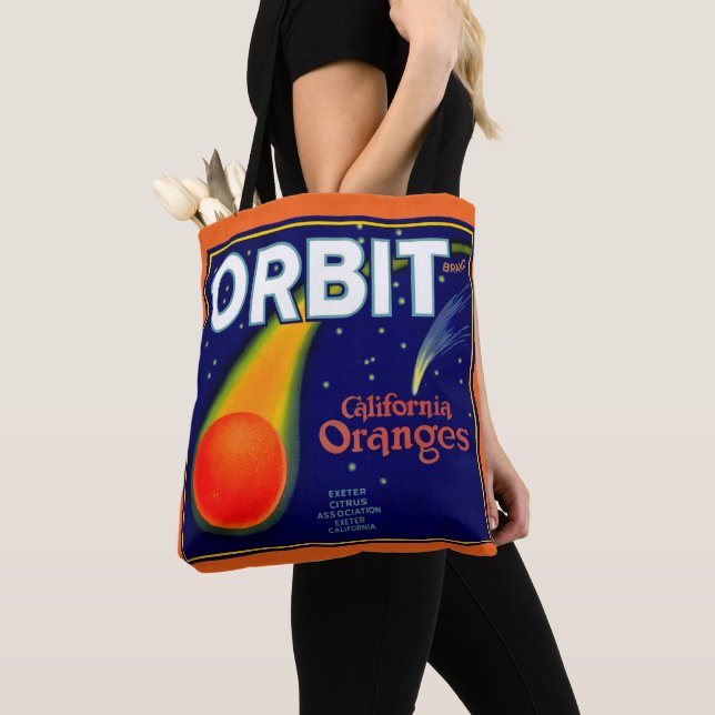 1920s Orbit Oranges fruit crate label print Tote Bag (Close Up)