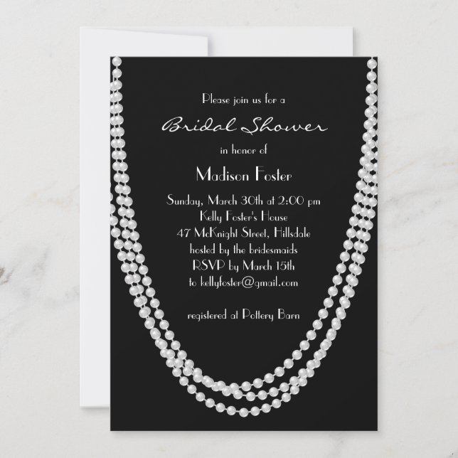 1920's Pearl Bridal Shower Invitation (Front)