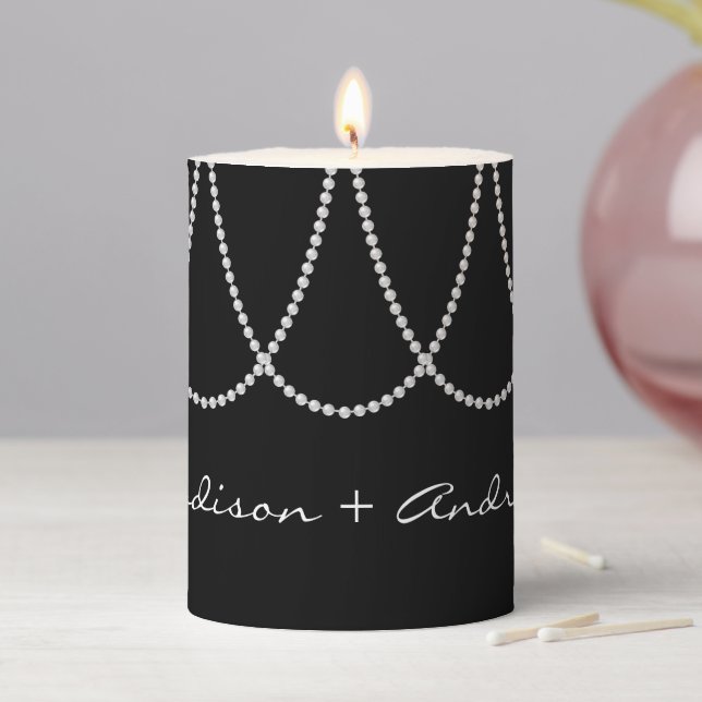 1920's Pearl Wedding Pillar Candle (In Situ)