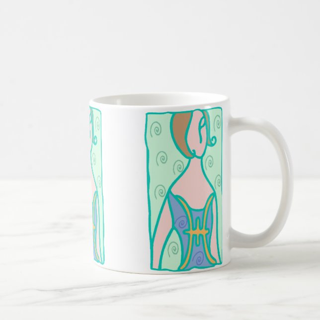 1920s Pisces woman with symbol purple green Coffee Mug (Right)