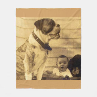 1920s pitbull guards baby fleece blanket