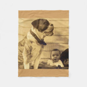 1920s pitbull guards baby fleece blanket
