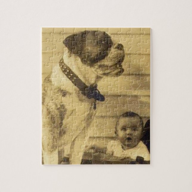 1920s pitbull guards baby jigsaw puzzle (Vertical)