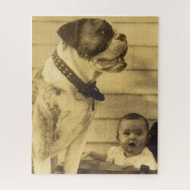 1920s pitbull guards baby jigsaw puzzle (Vertical)