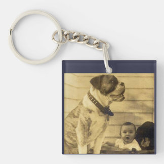 1920s pitbull guards baby keychain