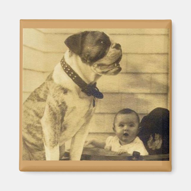 1920s pitbull guards baby magnet (Front)