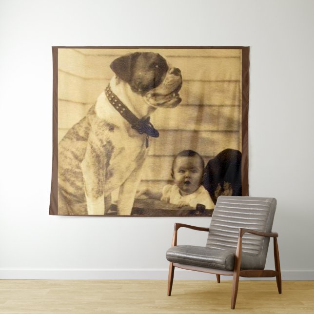 1920s pitbull guards baby tapestry (In Situ (Horizontal))