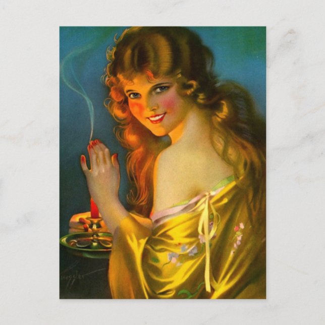 1920s pretty lady postcard (Front)