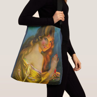 1920s pretty lady print crossbody bag