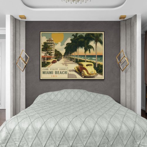 1920s Retro Miami Beach Ocean Drive Postcard Poster