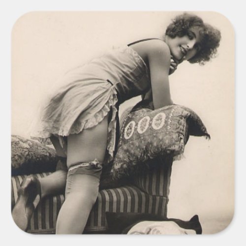 1920s Risque Flapper girl photo Square Sticker