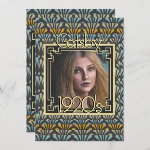1920's roaring twenties Gatsby photo Art Deco chic Invitation