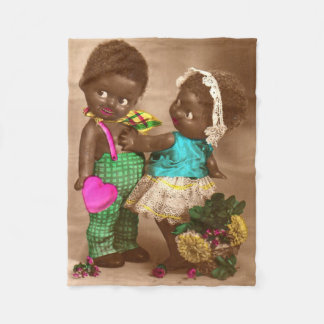 1920s RPPC adorable black dolls in love Fleece Blanket