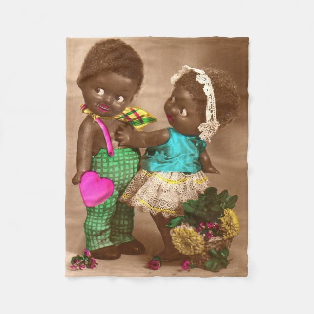1920s RPPC adorable black dolls in love Fleece Blanket (Front)