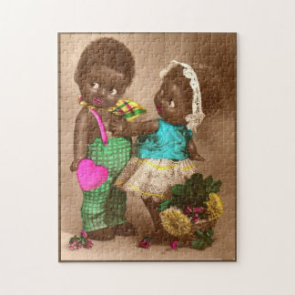1920s RPPC adorable black dolls in love Jigsaw Puzzle