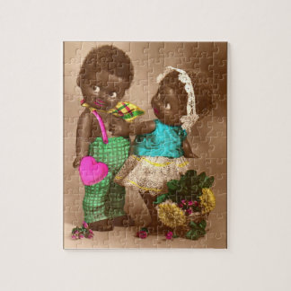 1920s RPPC adorable black dolls in love Jigsaw Puzzle
