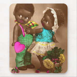 1920s RPPC adorable black dolls in love Mouse Pad