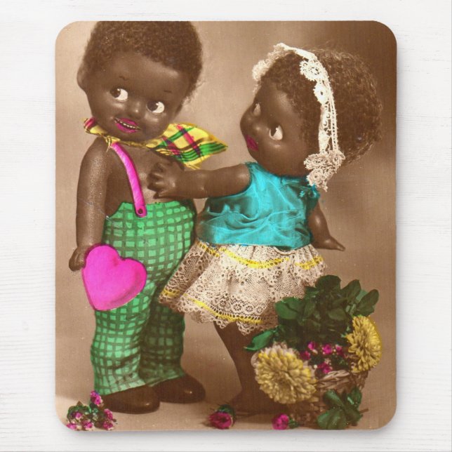1920s RPPC adorable black dolls in love Mouse Pad (Front)